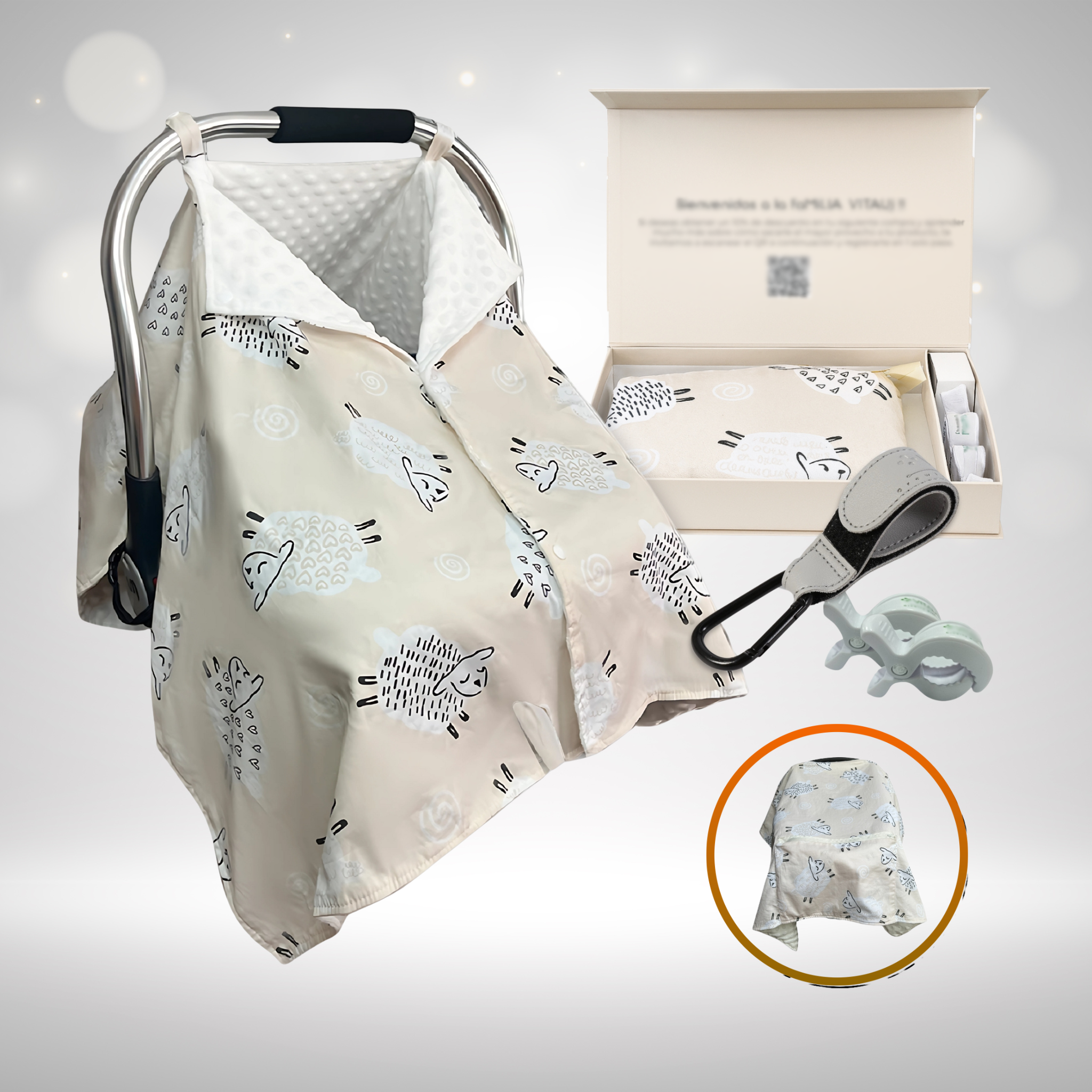 Manta 4-en-1 para Cochecito Bebé | Protección Solar, Viento y Mosquitos | Reversible Algodón-Minky | Regalo Premium para Recién Nacidos – VITAUJ