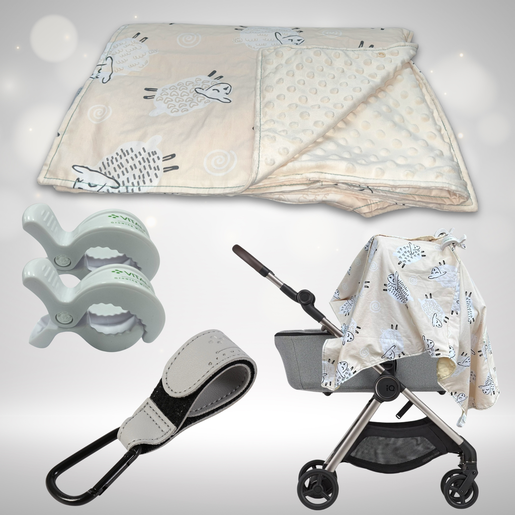 Manta 4-en-1 para Cochecito Bebé | Protección Solar, Viento y Mosquitos | Reversible Algodón-Minky | Regalo Premium para Recién Nacidos – VITAUJ