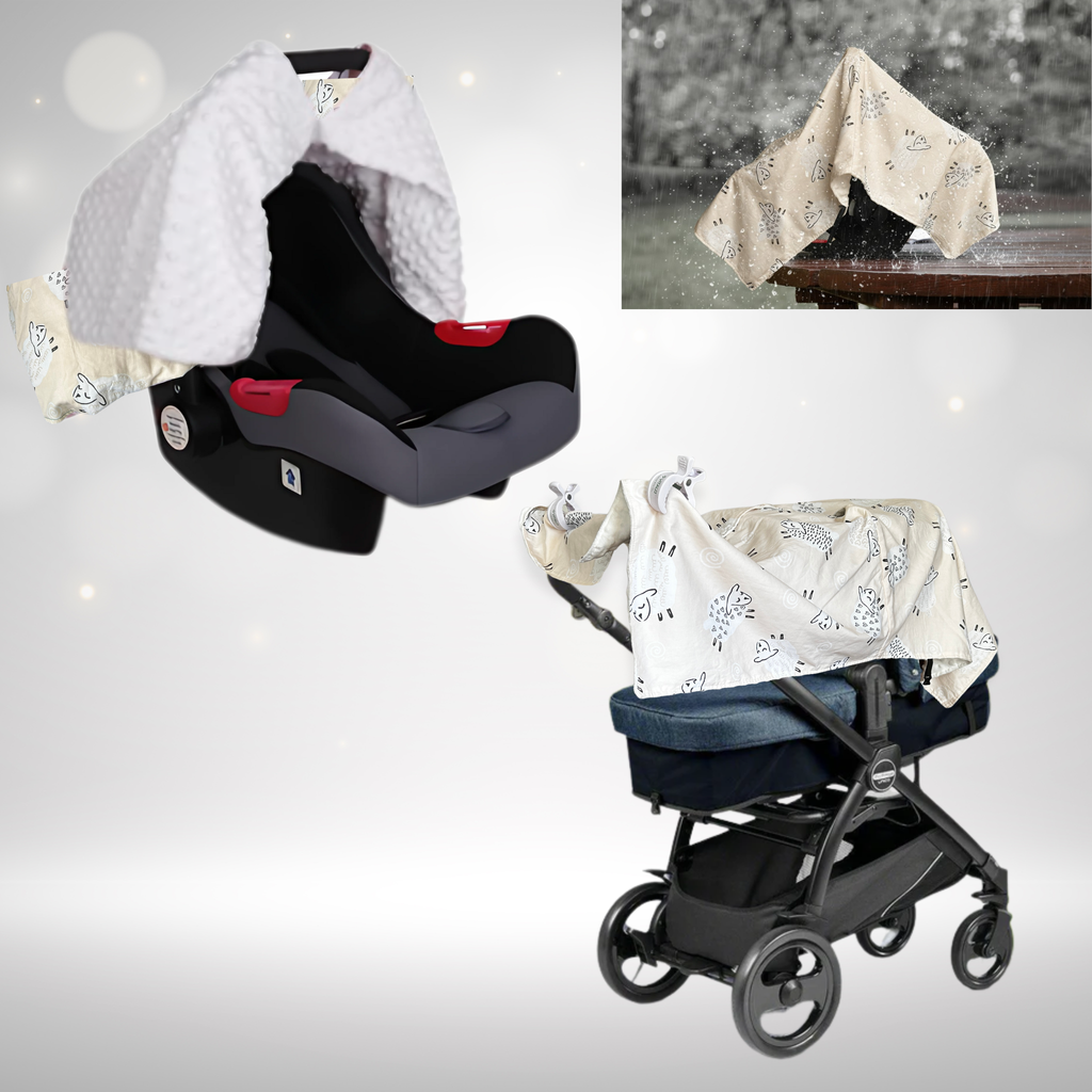 Manta 4-en-1 para Cochecito Bebé | Protección Solar, Viento y Mosquitos | Reversible Algodón-Minky | Regalo Premium para Recién Nacidos – VITAUJ
