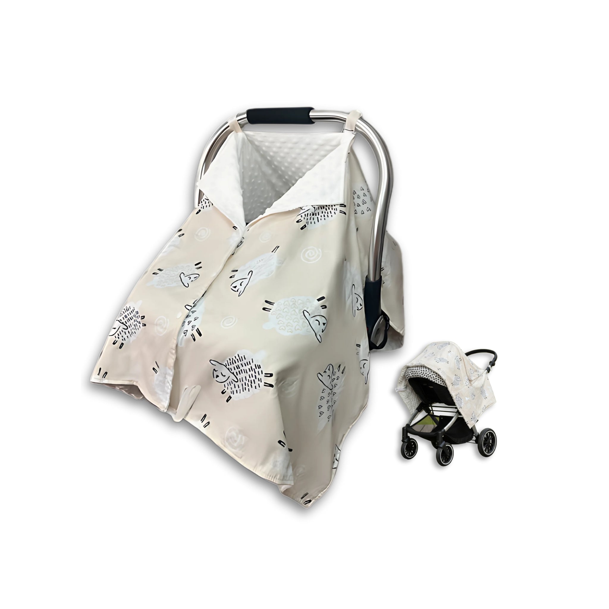 Manta 4-en-1 para Cochecito Bebé | Protección Solar, Viento y Mosquitos | Reversible Algodón-Minky | Regalo Premium para Recién Nacidos – VITAUJ