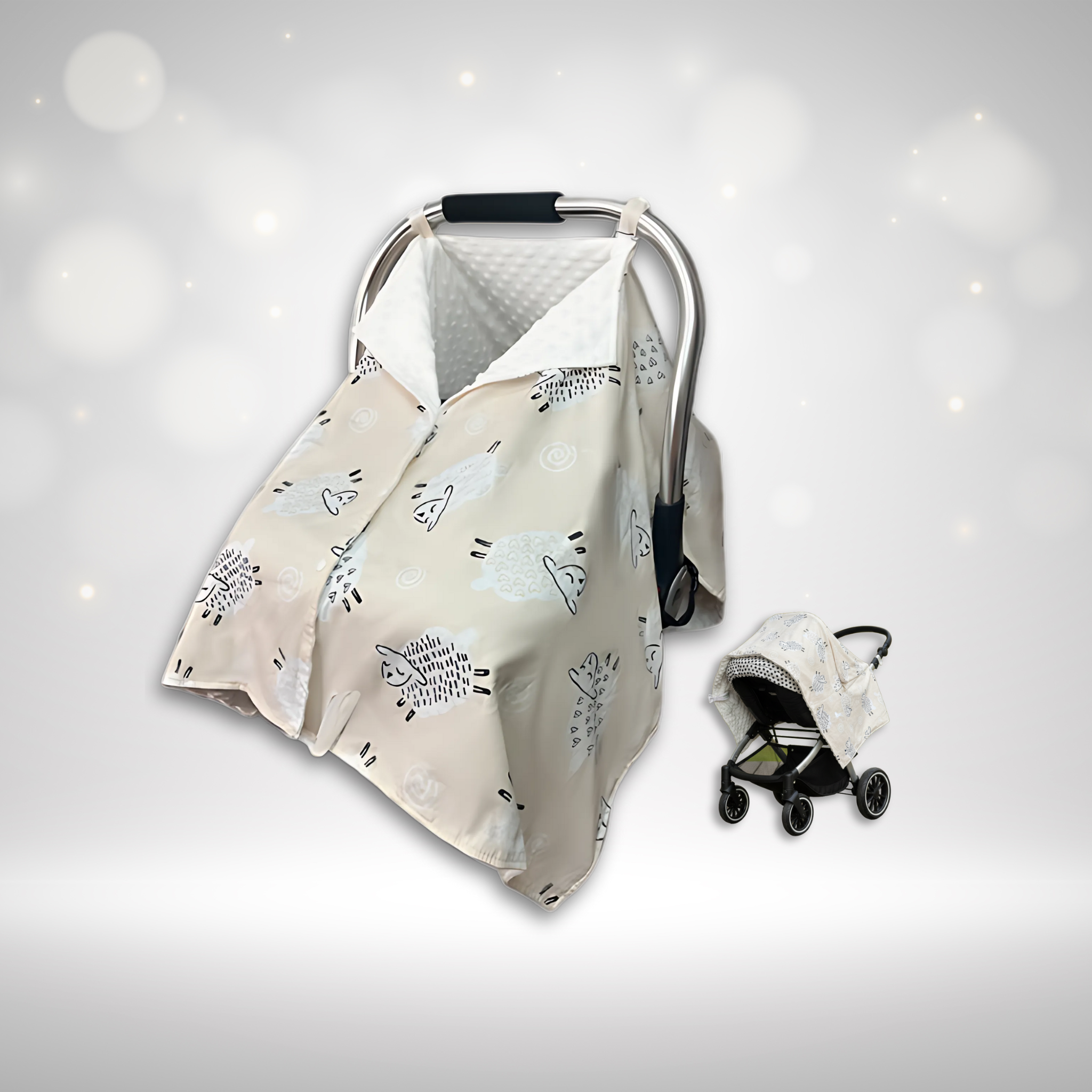 Manta 4-en-1 para Cochecito Bebé | Protección Solar, Viento y Mosquitos | Reversible Algodón-Minky | Regalo Premium para Recién Nacidos – VITAUJ