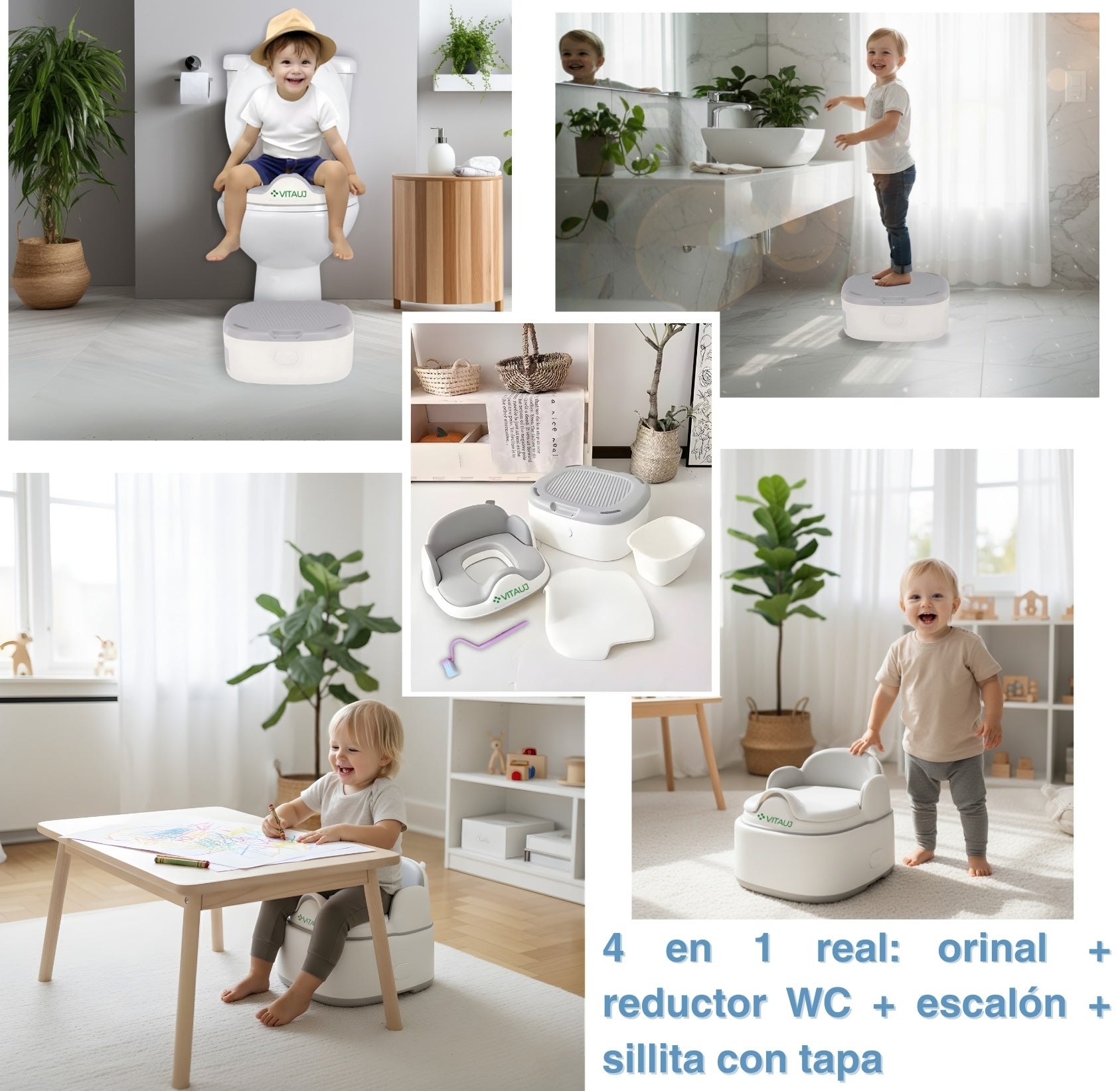 Orinal Bebé 3 en 1 Plegable VITAUJ® | Orinal, Reductor WC y Escalón | 1–6 Años